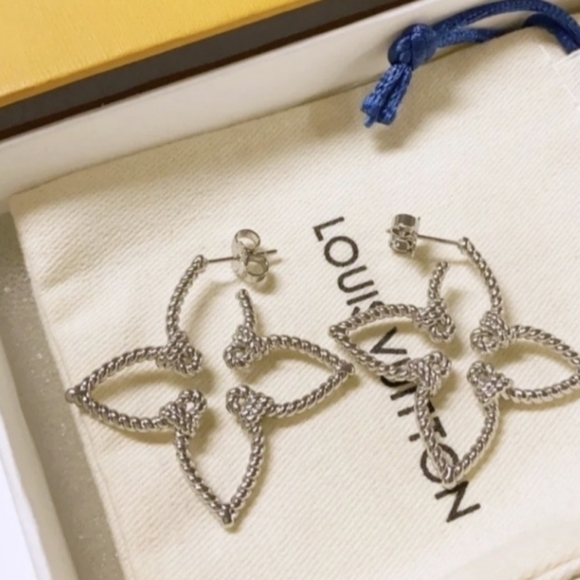 Luxury Designer Silver Nautical Hoops Earrings - Picture 5 of 7